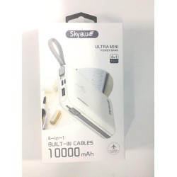 POWER BANK SKYBLUE ULTRA MINI 4 IN 1 BUIT-IN CABLES 10000MAH WHITE POWER BANK SKYBLUE ULTRA MINI 4 IN 1 BUIT-IN CABLES 10000MAH WHITE